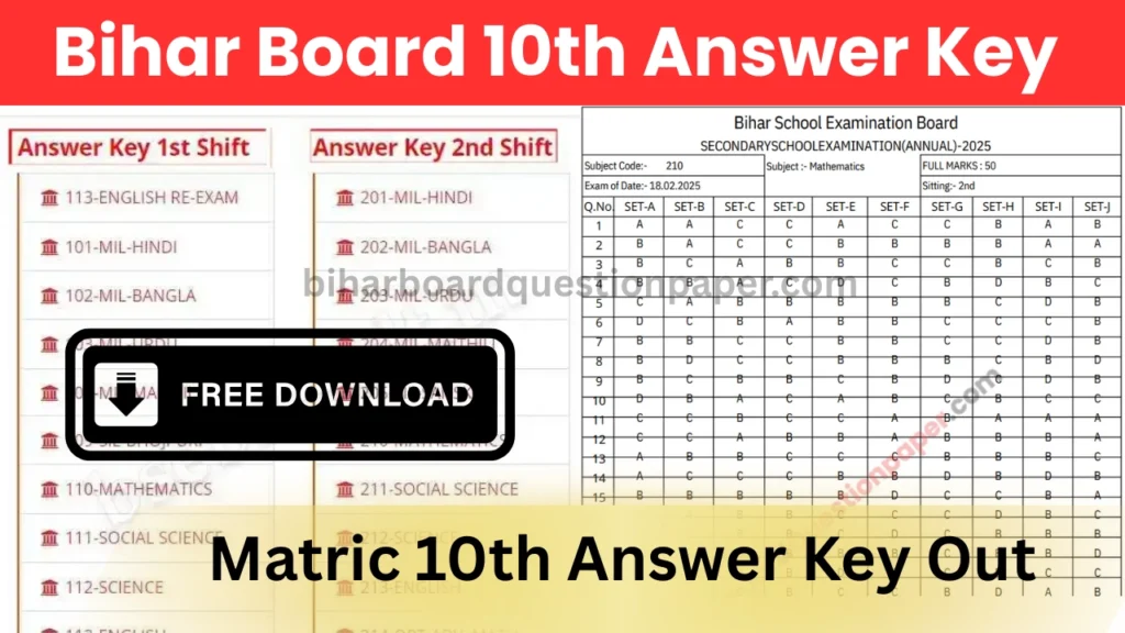 bihar board 10th answer key