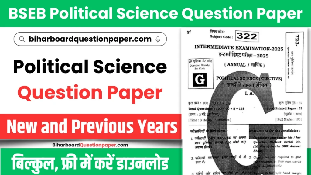 Bihar Board Class 12 Political Science Question Paper